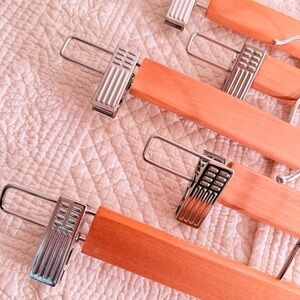 Wooden Pants Hangers with Metal Clips
